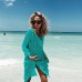 Handyulong Women Beachwear Cover Up Sexy Mesh Fishnet Hollow Bikini Swimsuit Sunscreen Blouse Tops Z-green B07BXWF1JG